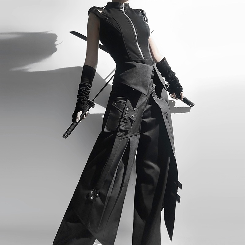 正規品デザイン黒侍夜刃lolitaダークゴシック上着ロングパンツc服