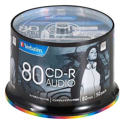 他サイト： バーベイタム 音楽用 CD-R 80分 50枚 ホワイトプリンタブル 48倍速 MUR80FP50SV2の商品画像