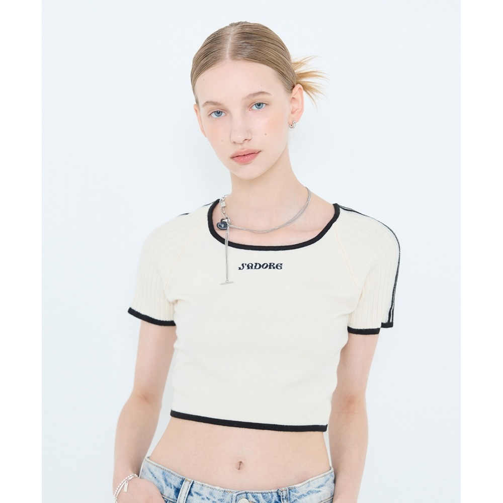 ラーティジェント L4 ラインクロップニット(クリーム)