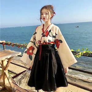 メガ割セットアップ コスプレ衣装 ロリータ 和装 コスム 大人用 コスプレ 袴 ハロウィン 仮装 巫女 コスプレ 衣装 和風 コス ミニスカート レディース 着物 レディース T