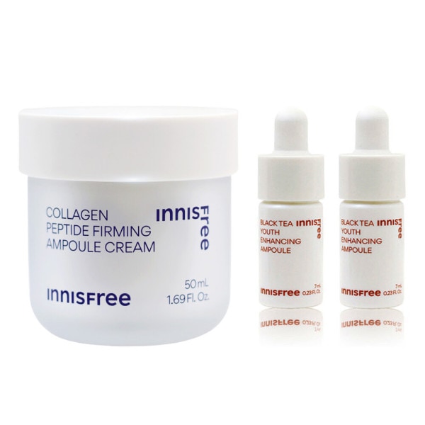 イニスフリー コラーゲンペプチド 弾力アンプルクリーム+（ブラックティーアンプル7mlx2個贈呈）