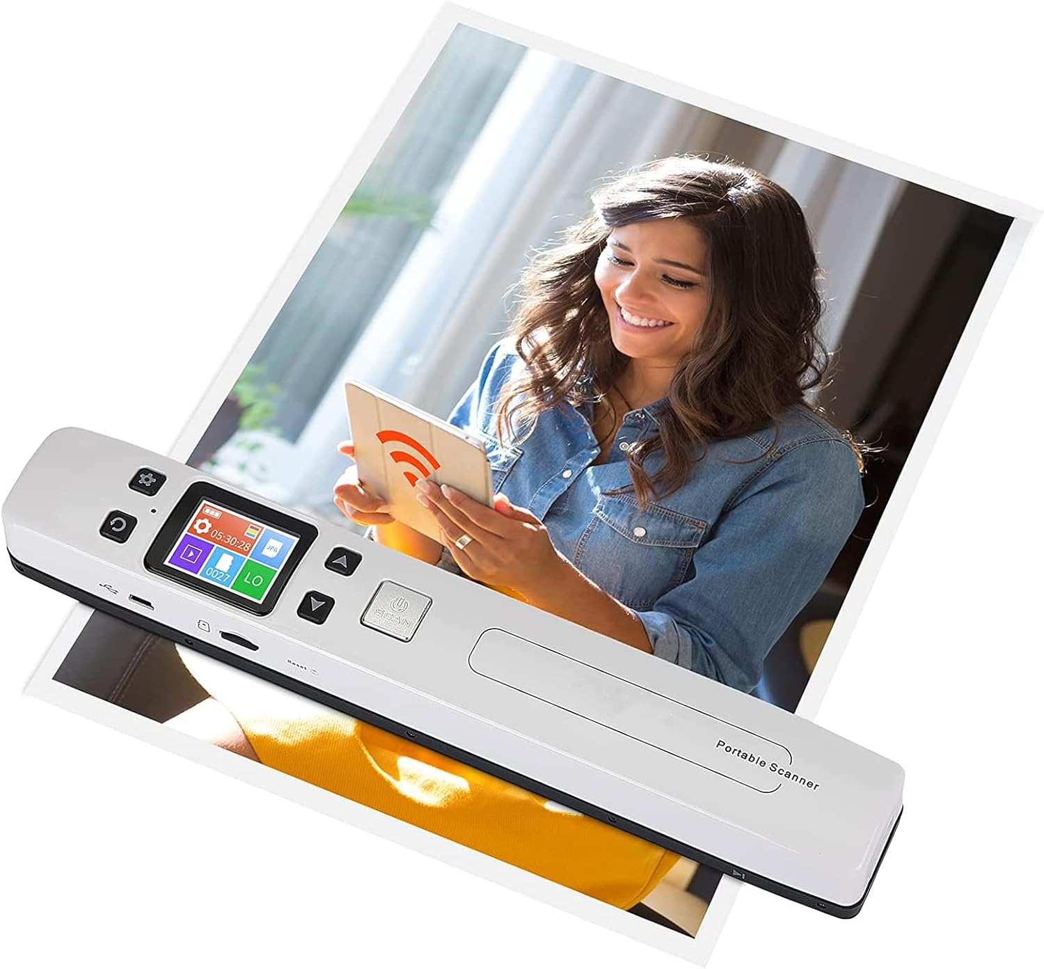 ポータブルスキャナー300 6001050DPIコンパクトモバイルドキュメントスキャナープロフェッショナルJPEGPDFフォトスキャナー（A4ドキュメント用）写真ページテキスト(白)