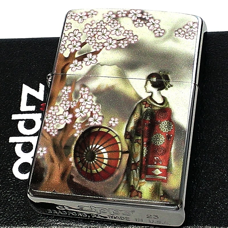 ZIPPO 和柄 舞妓桜 ジッポ ライター 桜 富士山 お洒落 日本 舞妓 和風 レディース メンズ ギフト プレゼント
