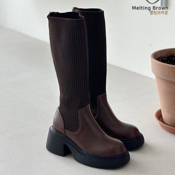 女性 デイリー ニット プラットフォーム ロングブーツ MT08 9,762円
