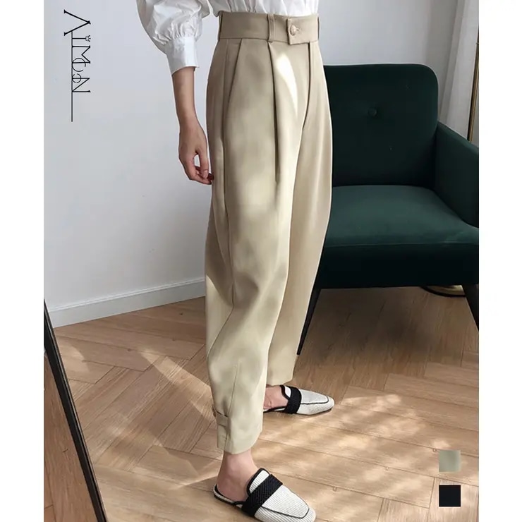 テーパードパンツ タックパンツ ゆったり オフィスカジュアル