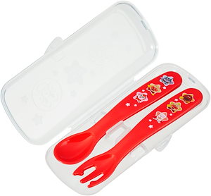 アンパンマン 清潔感を保つ スプーン フォーク セット ケース付き レッド ベビー用 初めて自分で持つカトラリー