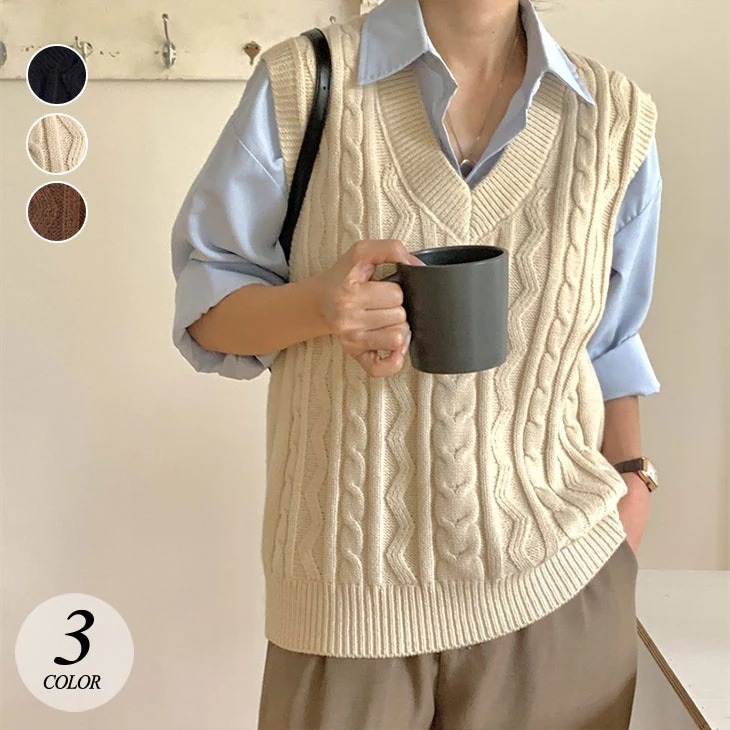 Vネック ニット ベスト レディース 秋 冬 トップス 重ね着 レイヤード アウター セーターベスト ニットベスト ノースリーブ 高見え 通勤 通学 ニットアウター 韓国ファ