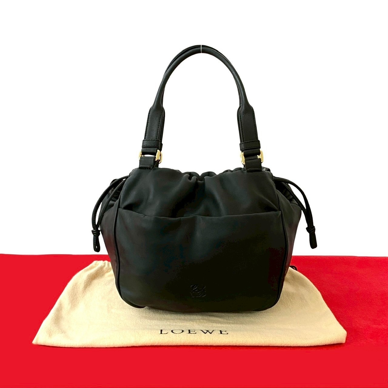 アナグラム ロゴハンドバッグ レザー ブラック 05948