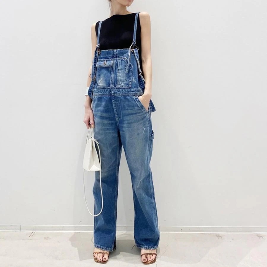コーデ完成！サロペット2024 春夏 レディース デニム オーバーオール ストレート レトロ ポケット カーゴパンツ 韓国ファッション ロングパンツ 着やせ 個性デザイン