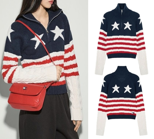 Star Quarter Zip-up Sweater (T32F0KTO12TWT1 )