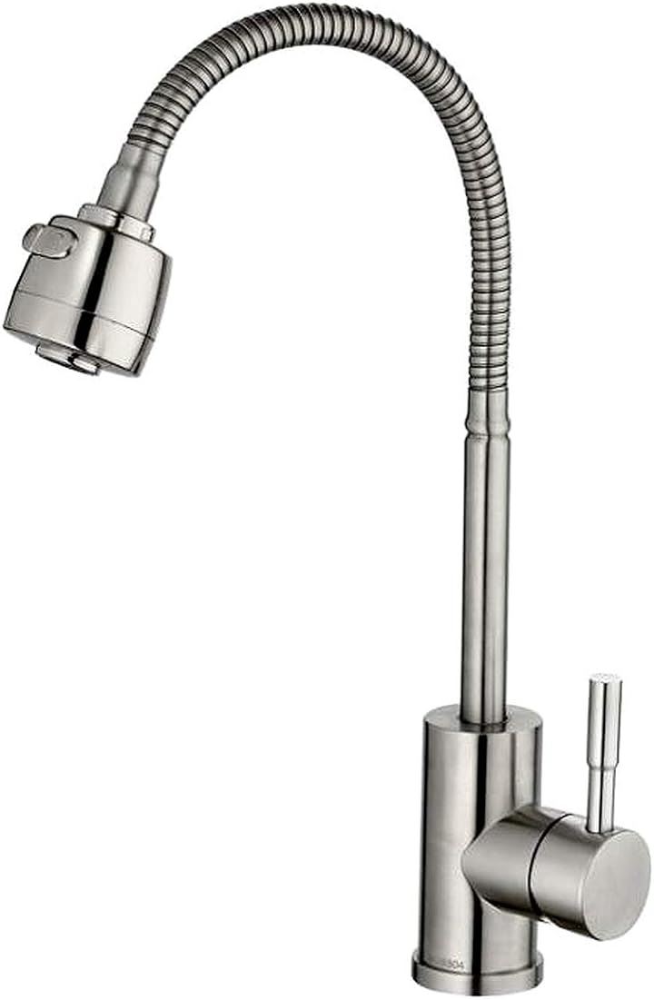 シャワー 切り替え付き 混合水栓 キッチン 洗面用 シングルレバー ステンレス製 ノズル ヘッド SK223( シルバー)