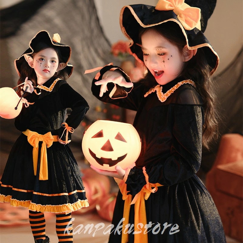 ハロウィン衣装 キッズドレス 子供 魔女 巫 カボチャ 女の子 Halloween衣装 変装 ハロウィン コスプレ コスチューム チュールスカート 子供 ハロウィン コスプレ衣装 カボチャ 巫女 悪魔 魔女 吸血鬼 小悪魔