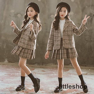 大人气3月入学式 女の子 スーツ 子供服 セットアップ 女の子 フォーマルスーツ 入学式 フリルスカート 子供スーツ チェック柄 女の子 ジャケット 小学生 スーツ ジュニア