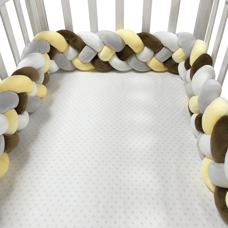 寝返り防止クッション 5M 4本編み チャンキーニット 毛糸 極太 ベッドガード 赤ちゃん ノットクッション ベッドサイド ベッドバンパー 結び目 部屋飾り 北欧 癒しアイテム 布団落下