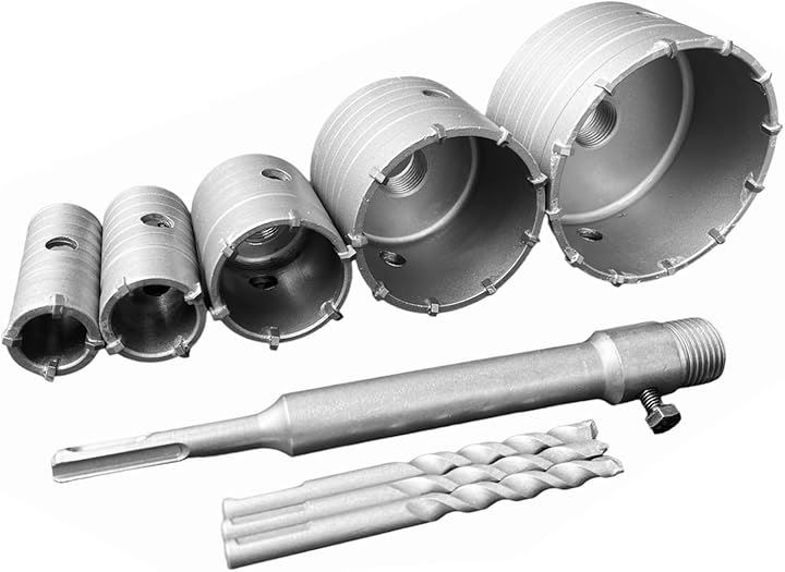 超硬 コンクリート ドリル セット ホルソー ホールソー ロング sdsプラス(5点(30mm 35mm 50mm 75mm100mm)， ホールソーセット))