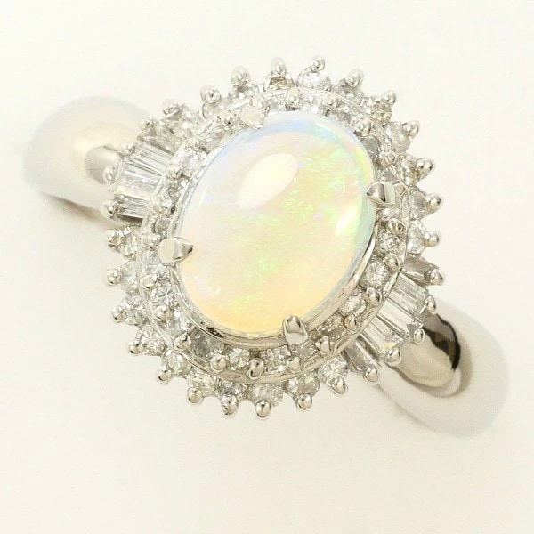 PT900 プラチナ リング 12.5号 オパール 0.61 ダイヤ 0.30 中古