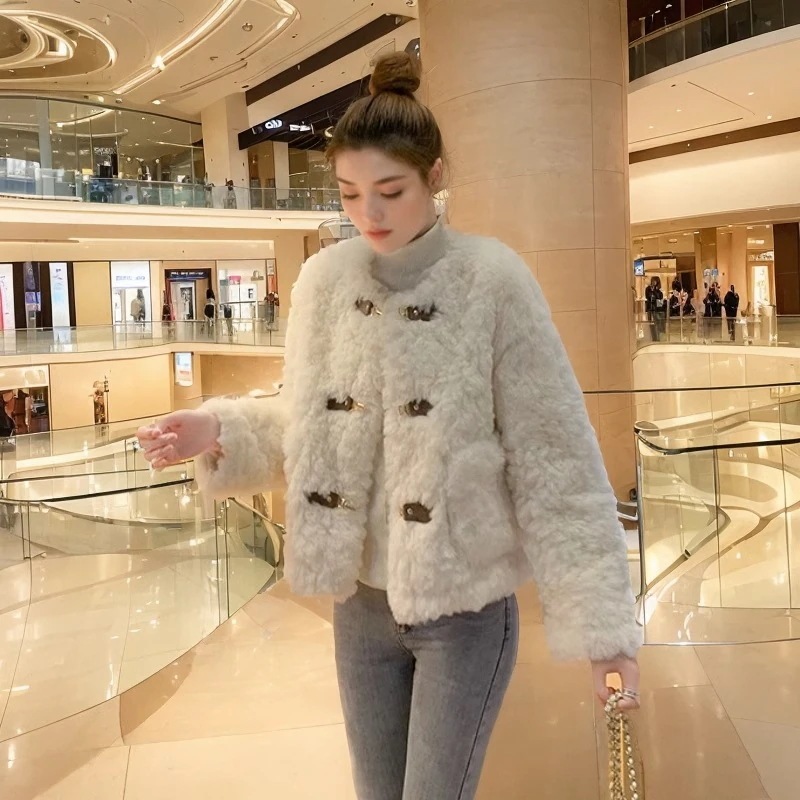 冬アウター コート女性冬厚手スリム婦人服エコラムウールショート丈コート ジャケット