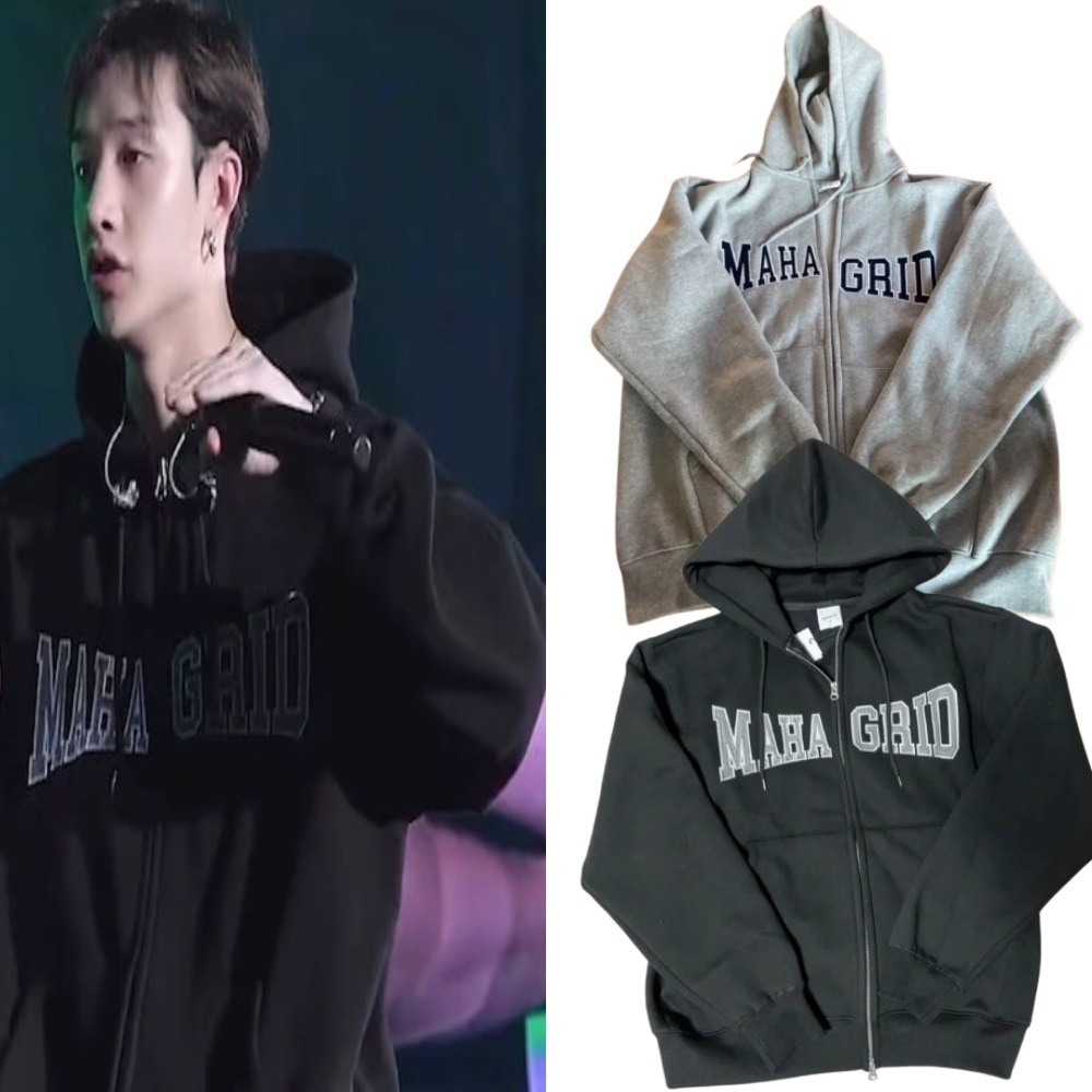 Stray kids 着用 APPLIQUE ZIP UP HOODIE [公式正規品]