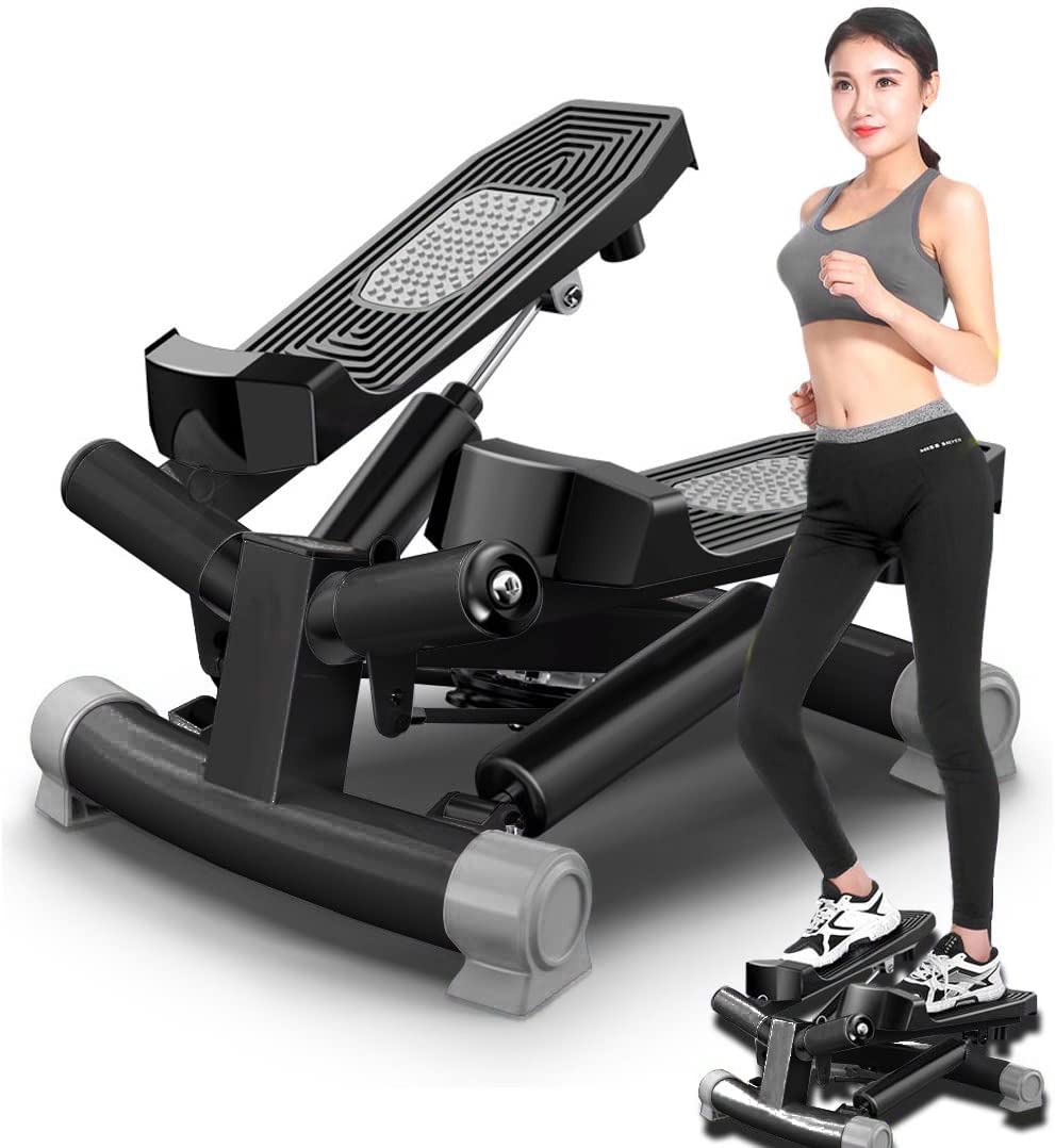 健康ステッパー エクササイズバンド/モニター付き 全身トレーニング 足踏みステッパー 静音設計 コンパクト ミニステッパー 足踏み健康器具 自宅トレ