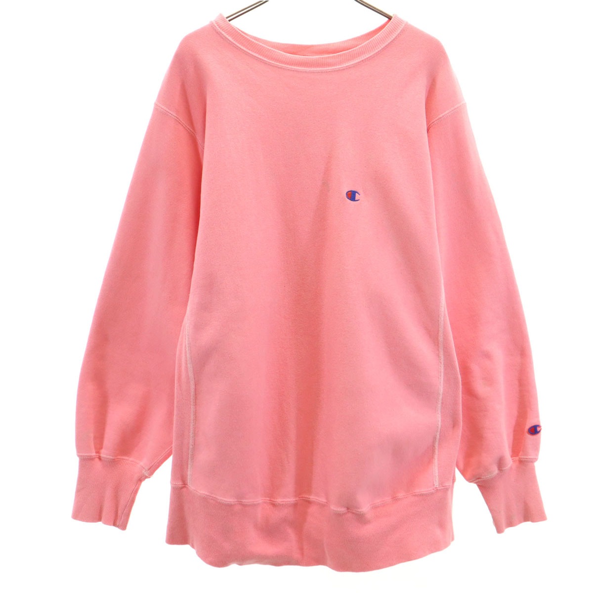 90s 00s リバースウィーブ オールド 刺繍タグ 長袖 スウェット トレーナー L ピンク 裏起毛 メンズ 古着