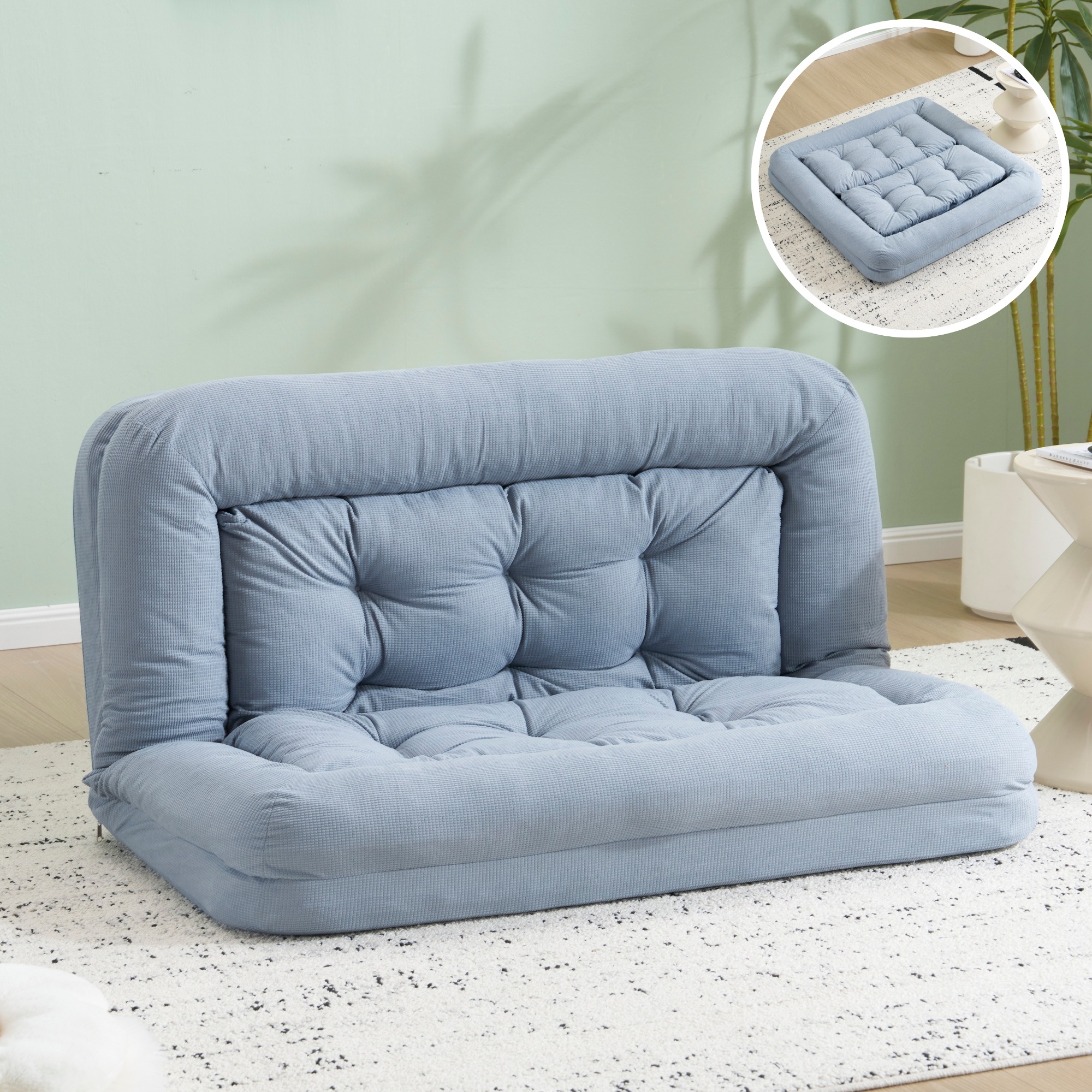 ソファーベッド 座椅子 ソファ 6段調整可能 3WAY 1人掛け　2人掛け シンプル 圧力分散 ベッド 折りたたみ フロアソファー 寝る 座る 可愛い外観 実用性 コンパクト　枕付き