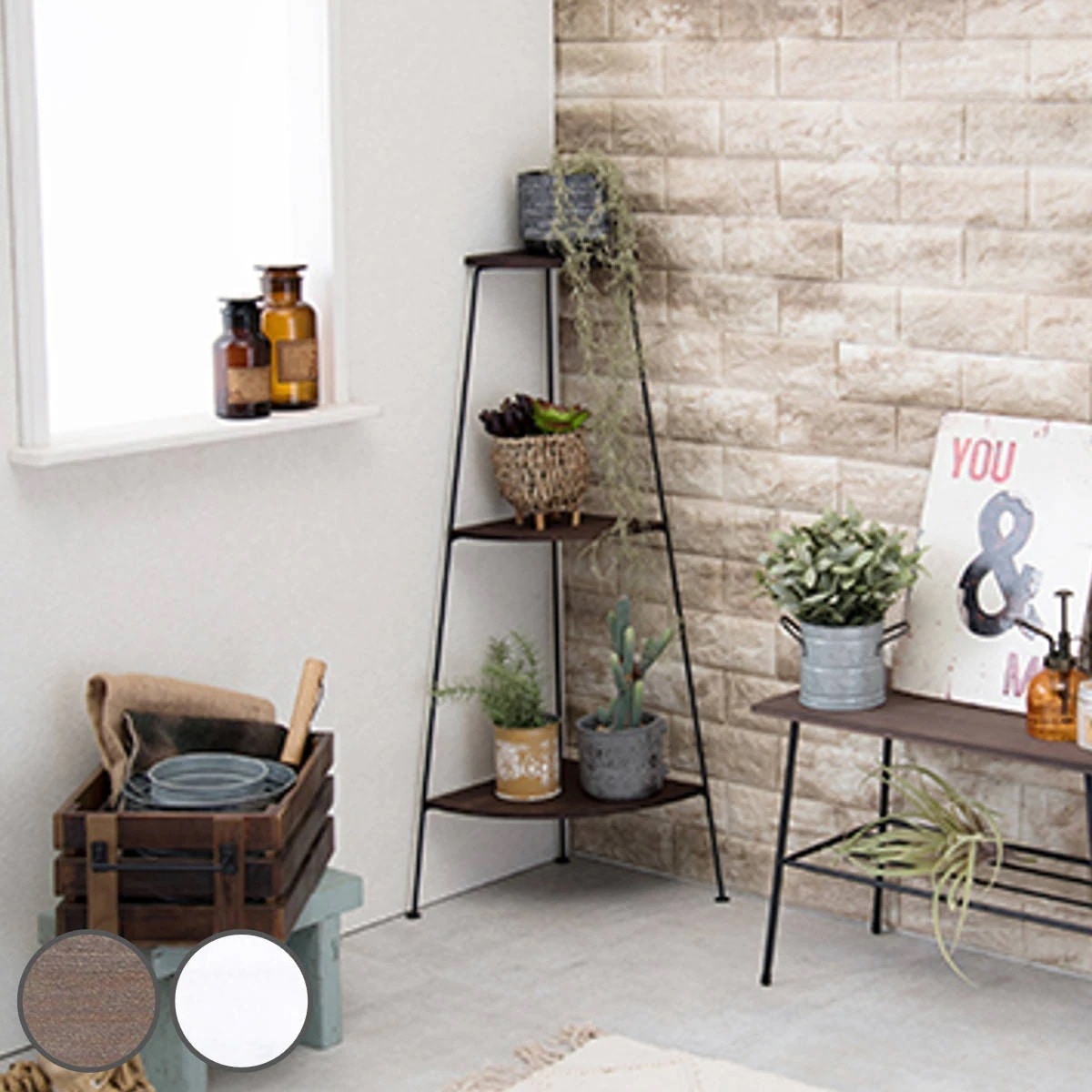 コーナーラック 3段 スチールラック 木製棚板 DEPOT 約30cm角 収納ラック 収納 収納棚 飾り棚 ラック 完成品 オープンラック ディスプレイラック コーナー用 コーナー置き シンプルラック