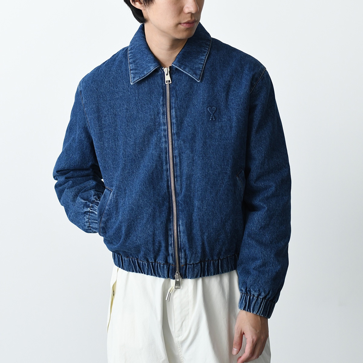 AMI ALEXANDRE MATTIUSSI アミ パリス アウター ジャケット デニムジャケット HJK020 DE0031 メンズ ブルー デニム ロゴ ジッパー 防寒 秋冬 春 ブルゾン