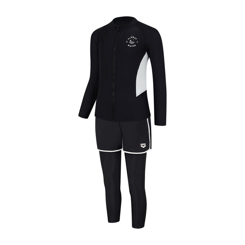 アイランドジュニアジップアップラッシュガードセットA4BG1GS82（BLKWHT）