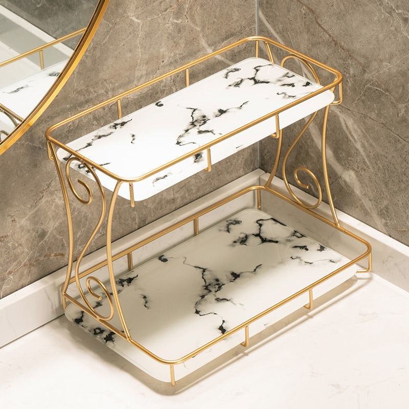 浴室収納棚軽量贅沢置物棚洗面台鉄芸卓上棚トイレ洗面台化粧品78 A91