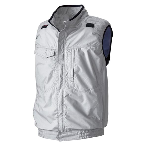 村上被服 HOOH 綿製 フルハーネス対応ベスト V82999 シルバーグレー サイズ：LL 服単品 [バッテリー/ファン/ケーブル別売]