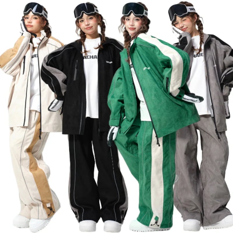 スノボウェア 4色 2025 2026 耐水圧10000mm 上下セット ジャケット パンツ おしゃれ 韓国風 メンズ レディース スノーボードウェア スノーウェア スキーウェア グレー黒 カーキ 緑