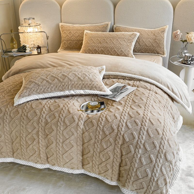 韓国ファッション 布団カバー セット寝具冬のベッド用品サンゴの絨毯 掛布団カバー 布団 シーツシンプルデザイン 北欧 寝具冬のベッド用品サン シ ングル ダブルセミダブルあったか布団カバー 防臭洗える 6,385円