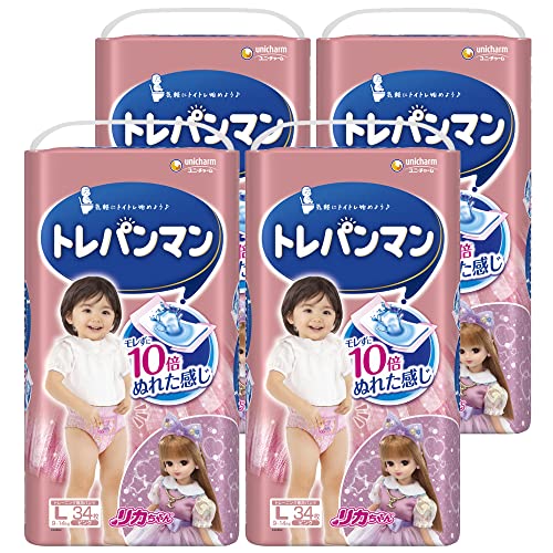 【トレーニング専用パンツ Lサイズ】トレパンマン 女の子 オムツ(914kg)136枚(34枚4)[ケース品]
