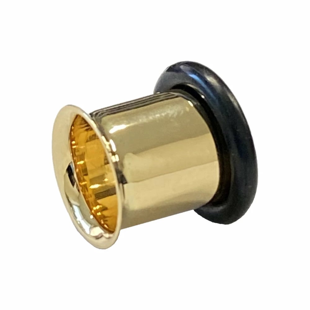 ボディピアス 0G 18金 シングルフレア 0ゲージ 本物の金 K18 イエローゴールド 刻印あり ニッケルフリー 定番 シンプル 高級 アイレット 大きい ご褒美 k18fe0gxxxxxx