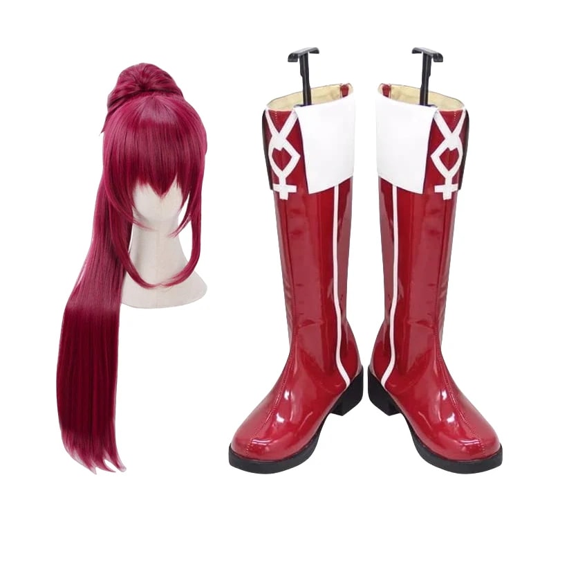 コスプレ靴 魔法少女まどか マギカ 佐倉杏子 さくらきょうこ ウィッグ付き ブーツ 下駄 シューズ 長靴 コスプレ クリスマス ハロウィン