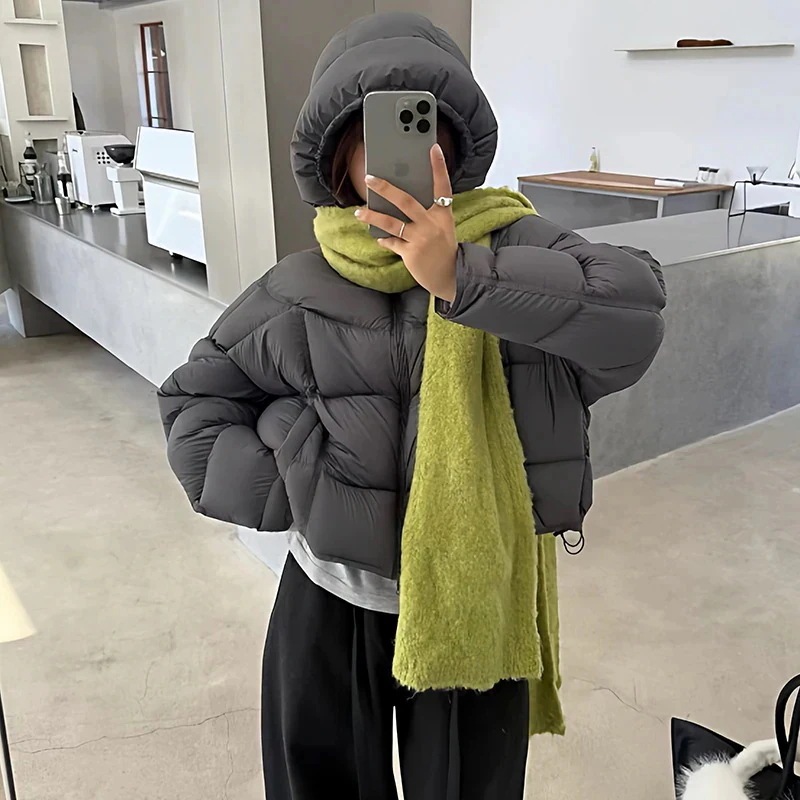 高膨張 ホワイトダックダウン シュークリーム感 フード付き ダウンジャケット レディース 2026冬 加厚