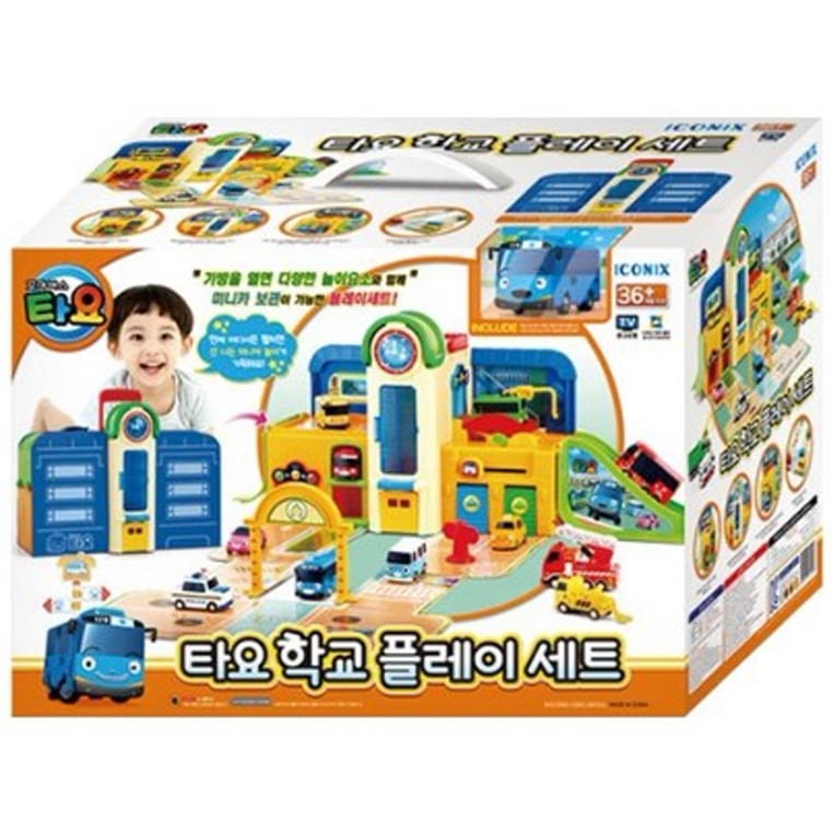 コマバス・タイヨー 学校プレイセット ミニカー1台 移動式ミニカプレイセット 韓国アニメ 正規ライセンス