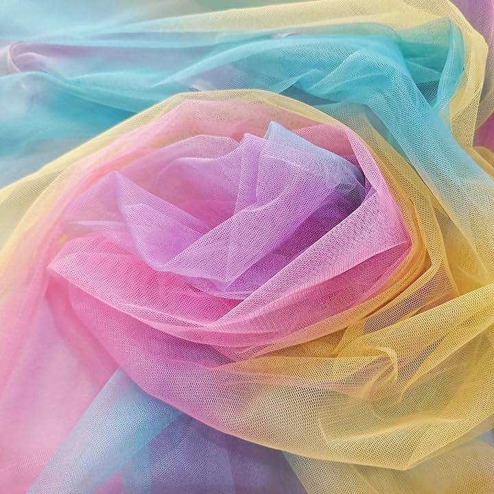 レインボー チュール 生地 鮮色 幅150cm ソフト カラフル レース 手芸 衣装( レインボー, 10m) 5,318円
