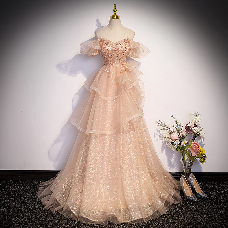 女性用イブニングドレススカート2025気質妖精の花嫁介添人ドレスは通常長く着用できます ウェディングドレス