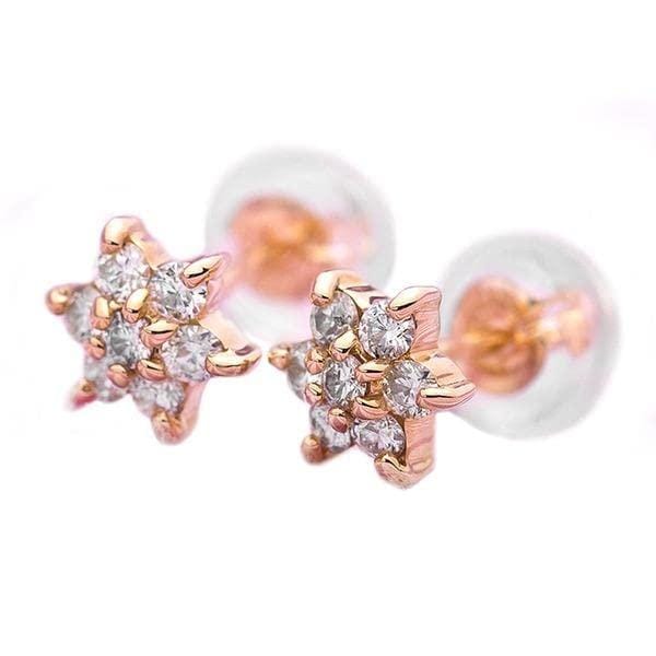 ダイヤモンド ピアス 0.2ct K18 イエローゴールド 0.2カラット 花 フラワーモチーフ ピアス 鑑別カード付き 【ジャンル特徴】 K18 ダイヤピアス