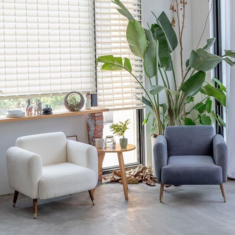 ソファ チェア 無垢材 ナチュラル 北欧 1人用 ゆったり 快適 おしゃれ リビング ダイニング ホワイト ブルー グレー 千鳥格子 白 青