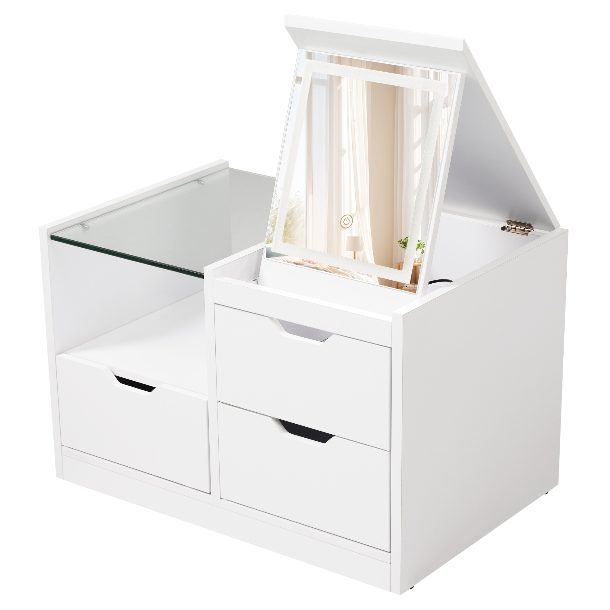 287ドレッサーテーブル ドレッサー 化粧台 リビングテーブル 3色LED テーブル 鏡台 1台2役 ライト付き 女優ミラー 引き出し コンパクト 多機能 収納 メイク台 シンプル 大容量 可愛い29