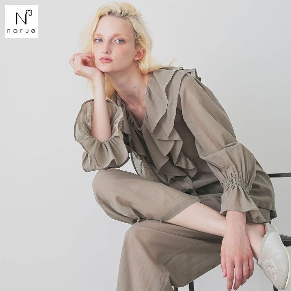 ナルエー パジャマ 80sジョーゼットヴェルーナパジャマ 上下セット セットアップ ルームウェア 長