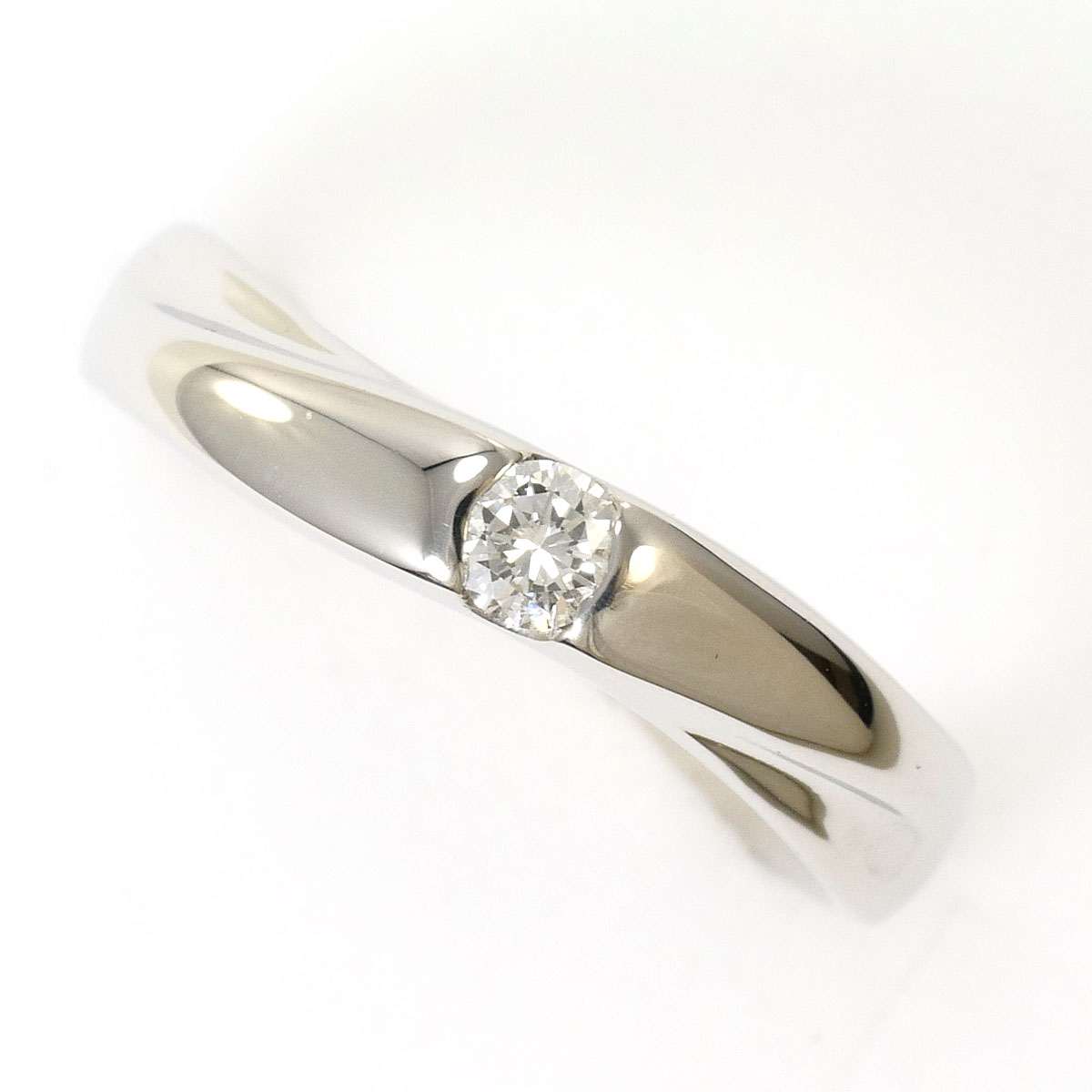 PT1000 プラチナ リング・指輪 9号 ダイヤモンド 0.10 ct 総重量約5.6g 中古