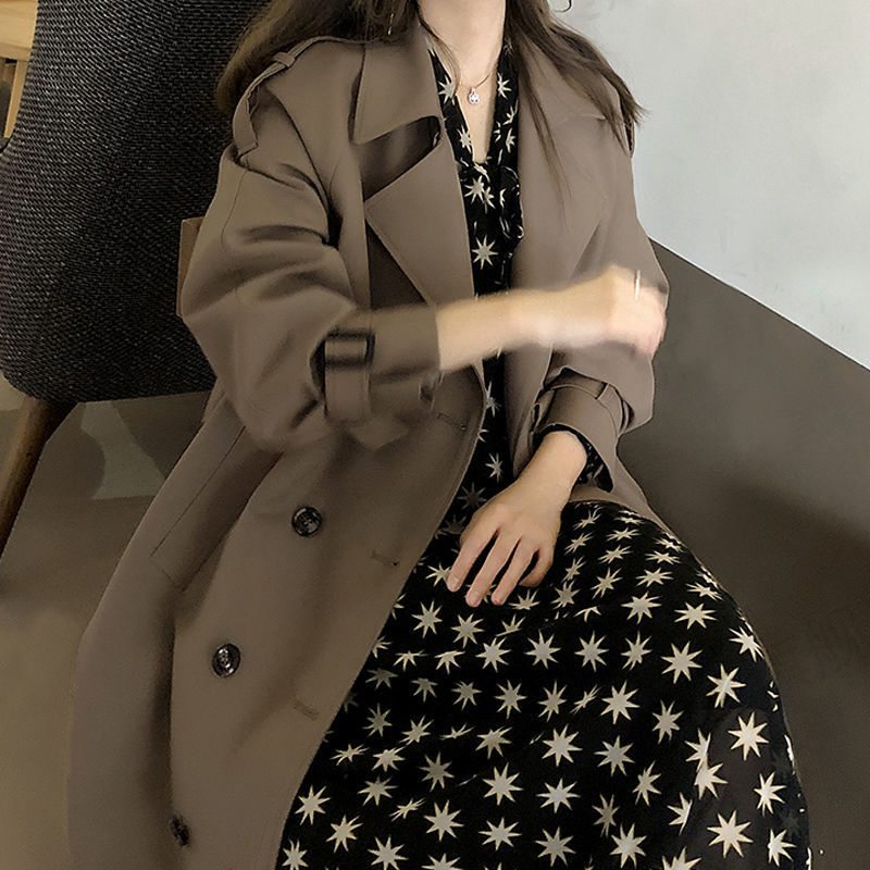 レディーストレンチコート多用途な新しいスタイルファッショナブルでスタイリッシュな小柄な女の子のためのミドル丈の韓国風コート