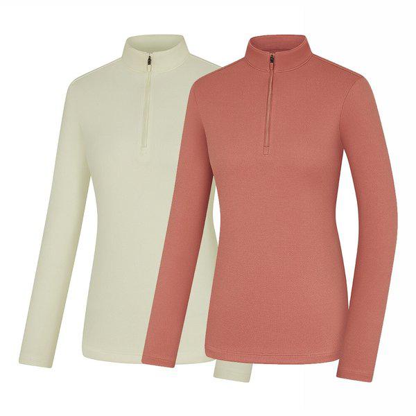 IK_レディースベーシック起毛登山長袖ハーフジップTシャツスカート（女性）