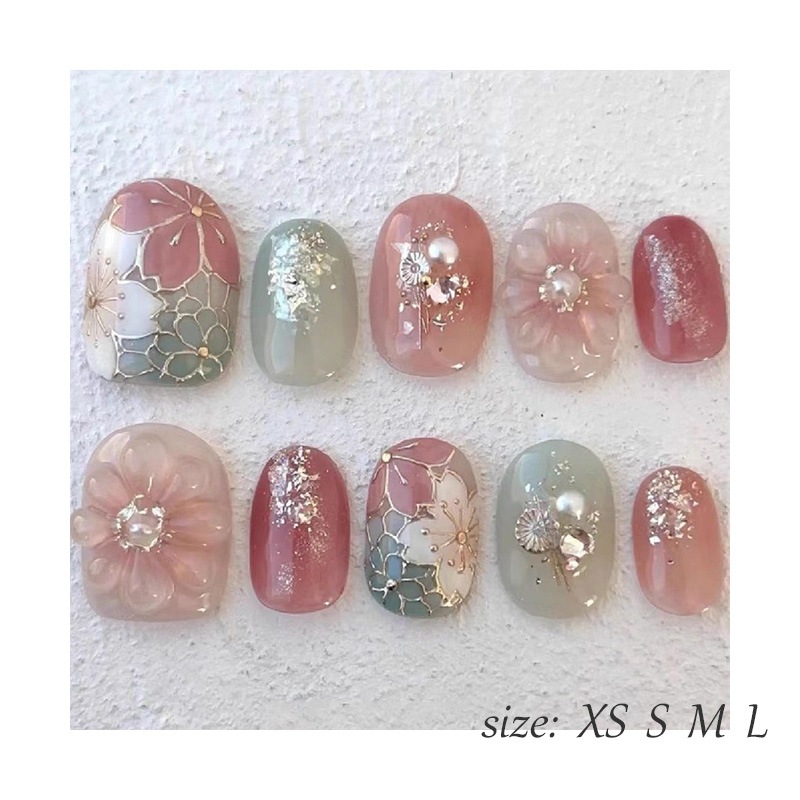 ネイルチップ 手作りネイルチップ 和風ネイルチップ 桜 菊 波 金継ぎ 蒔絵 京都 オーダーメイドネイル ハンドペイントネイル 【手作りネイル】オーダーメイド手作り ジェルネイル ネイルシール セルフ