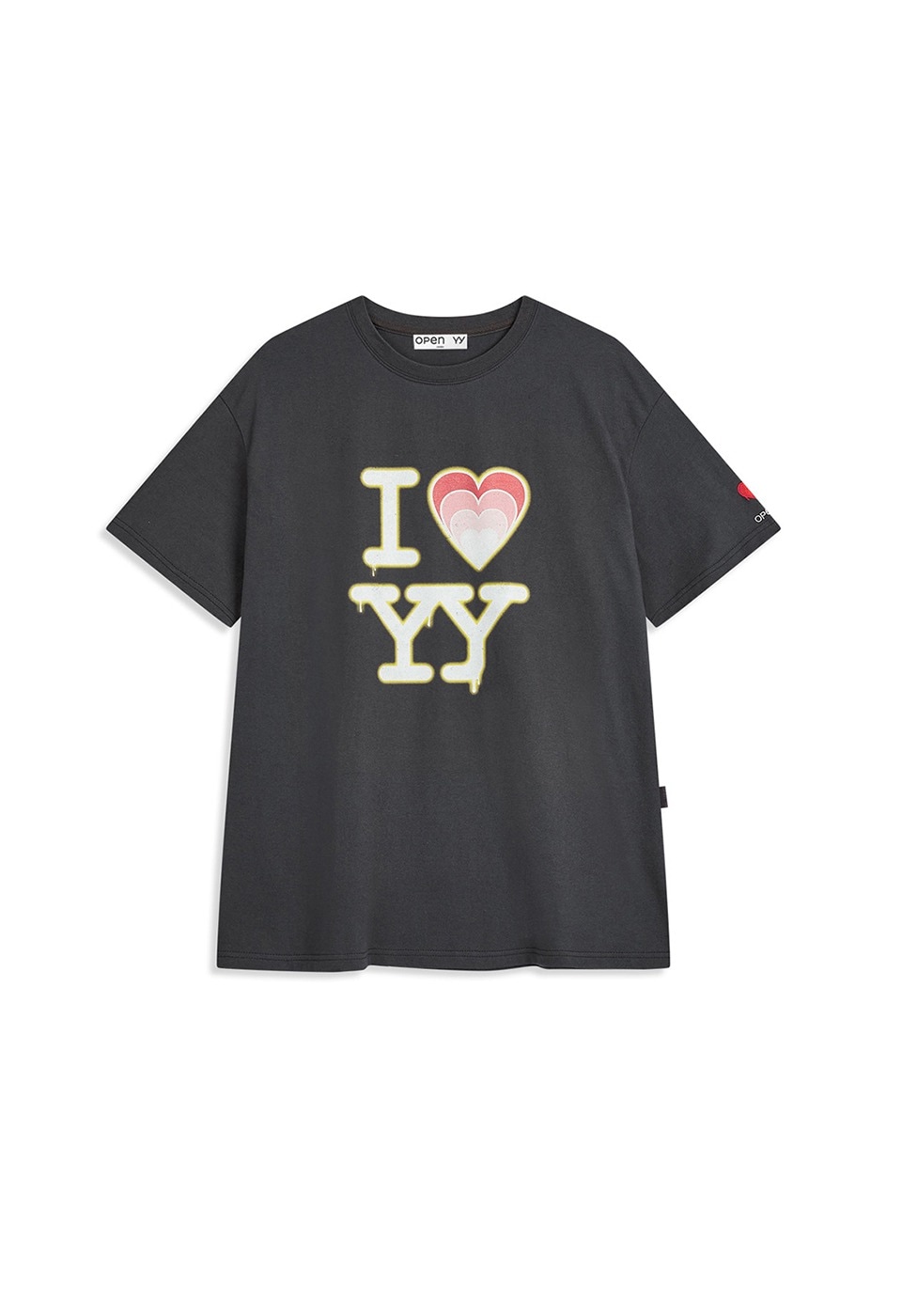 【OPEN Yy】 I LOVE YY BOX TEE : CHARCOAL