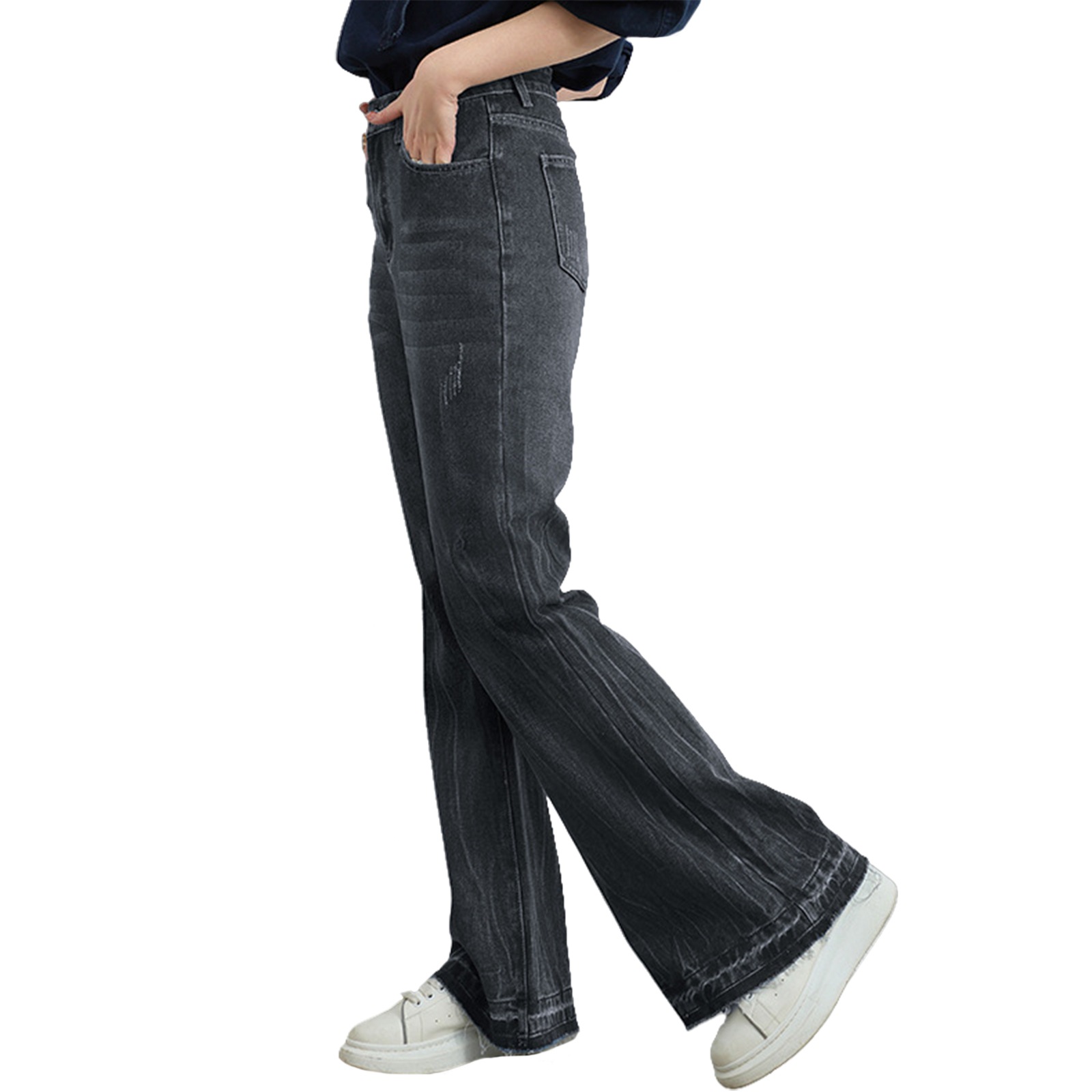 デニム レディース ジーンズ ロングパンツ - ワイドパンツ ハイウエスト ズボン ゆったり ジーパン カジュアル おしゃれ ストレート 美脚