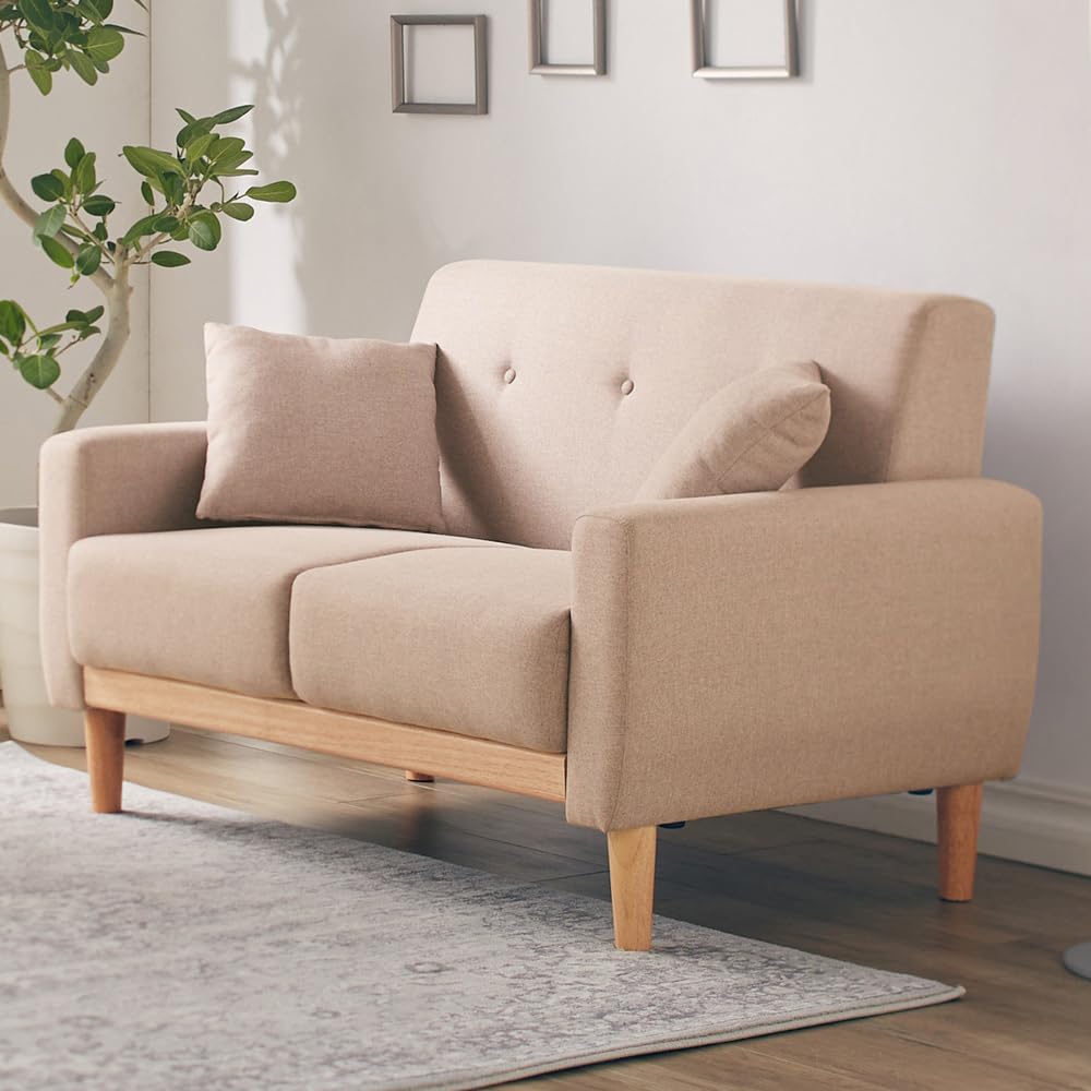 アイリスプラザ 北欧風ソファ 2人掛け 簡単組み立て クッション付き 脚取り外し可能 2WAYタイプ コンパクト ソファー ローソファー 一人暮らし おしゃれ ローソファー フロアタイプ オットマン